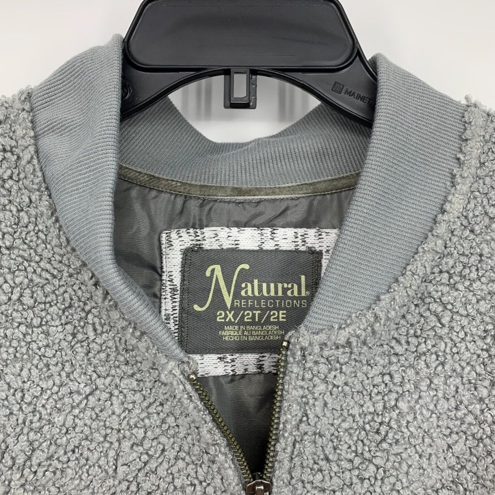 Natural Reflections Bomber Jacket Gray Sherpa Fleece Full Zip - Picture 4 of 9